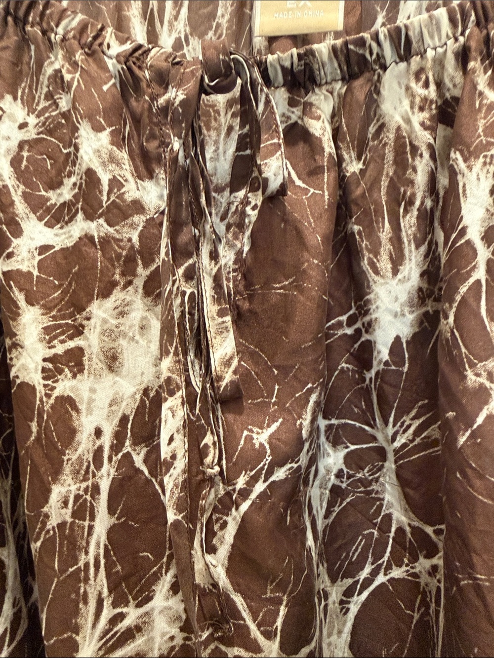 MICHAEL Michael Kors Brown and White Marble-Print Peasant Blouse - Picture 3 of 6